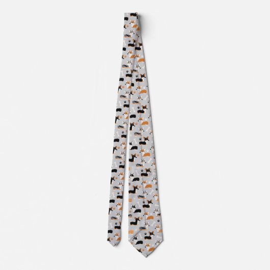Corgi Pattern Gray Stropdas (Achterkant)