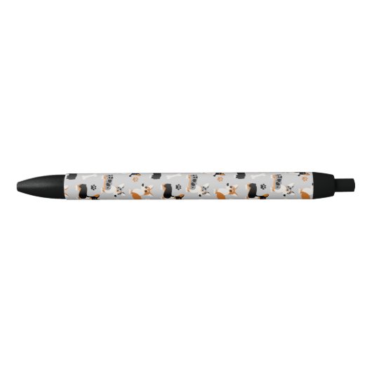 Corgi Pattern Gray Zwarte Inkt Pen (Voorkant)