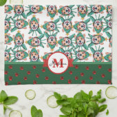 Corgi Pattern Monogram Kerstmis Dog Kitchen Towel Theedoek (Gevouwen)