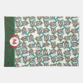 Corgi Pattern Monogram Kerstmis Dog Kitchen Towel Theedoek (Horizontaal)