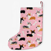 Corgi Pattern roze Kleine Kerstsok (Achterkant)