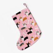 Corgi Pattern roze Kleine Kerstsok (Achterkant (Hangend))