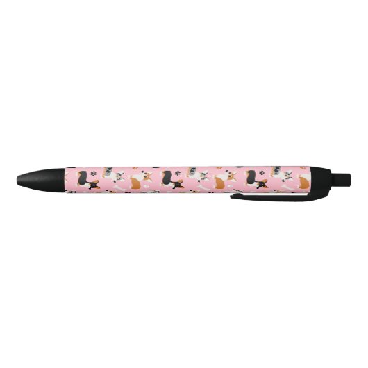 Corgi Pattern roze Zwarte Inkt Pen (Bodem)