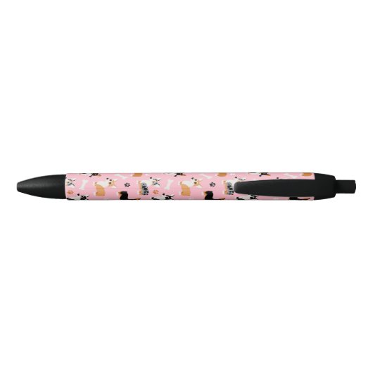 Corgi Pattern roze Zwarte Inkt Pen (Achterkant)