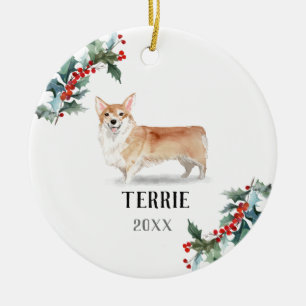 Corgi Persoonlijke kersthond Keramisch Ornament