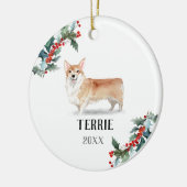 Corgi Persoonlijke kersthond Keramisch Ornament (Links)