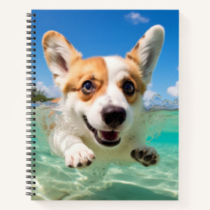 Corgi Pet Dog Animal Fun Spelen Water Notitieboek