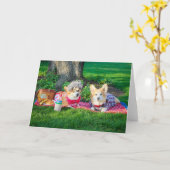 Corgi-picknick kaart zonder tekst (Gele Bloem)