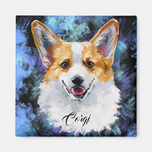 Corgi Portrait sur le Magnet Abstrait