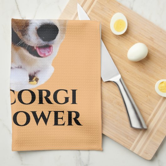 Corgi Power Kitchen Towel Theedoek (Quarter Fold)