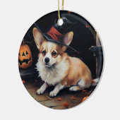 Corgi Pumpkins Halloween Eng Keramisch Ornament (Links)