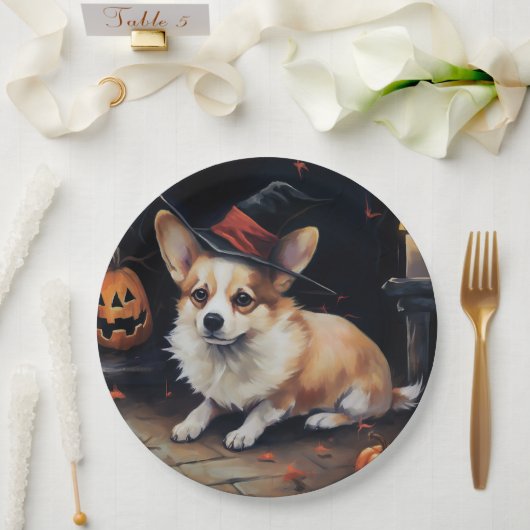 Corgi Pumpkins Halloween Eng Papieren Bordje (Huwelijk)