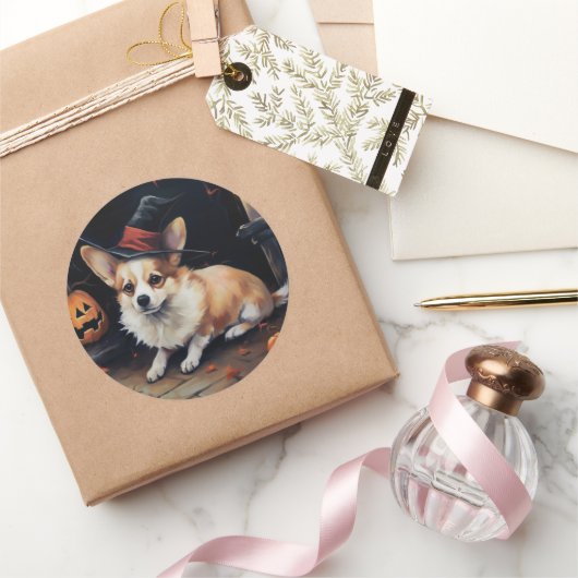 Corgi Pumpkins Halloween Eng Ronde Sticker (Geschenken)