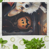 Corgi Pumpkins Halloween Eng Theedoek (Gevouwen)