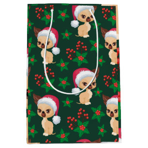 Corgi Puppy Dog Elf Santa Festive Merry Kerstmis Medium Cadeauzakje