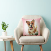 Corgi puppy en eerste verjaardag cupcake kussen (Stoel)