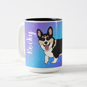 Corgi Puppy Galaxy Tweekleurige Koffiemok