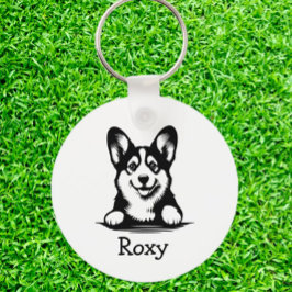 Corgi puppy gepersonaliseerd thema sleutelhanger