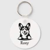 Corgi puppy gepersonaliseerd thema sleutelhanger (Voorkant)