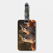 Corgi Puppy Herfst Delight Pompoen Bagagelabel (Achterkant verticaal)