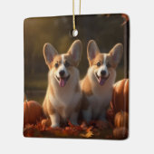 Corgi Puppy Herfst Delight Pompoen Keramisch Ornament (Links)