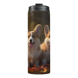 Corgi Puppy Herfst Plezier Pompoen Thermosbeker