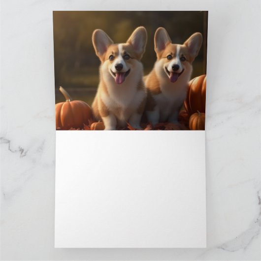 Corgi Puppy Herfstpracht Pompoen  Kaart (Binnen)