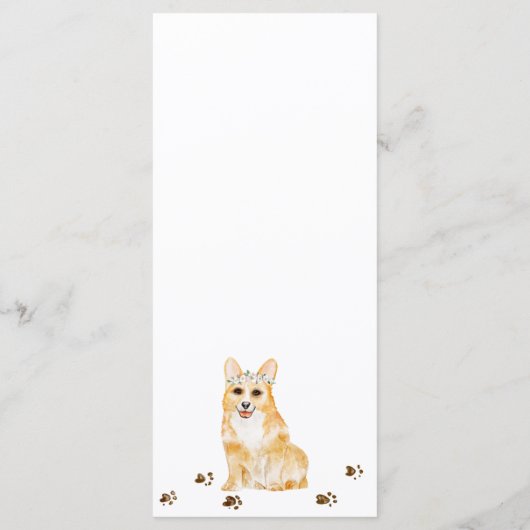 Corgi puppy hond bruiloft menu (Achterkant)