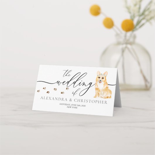 Corgi puppy hond eigenaar bruiloft script tabel (Achterkant)