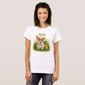 Corgi puppy op het gras | schattehuisdier t-shirt (Voorkant volledig)