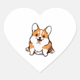 Corgi Puppy Schattige Hondenliefhebber Retro Hart Sticker