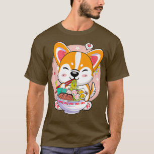 Corgi Ramen Japanse Noedels Schattig Kawaii Anime T-shirt