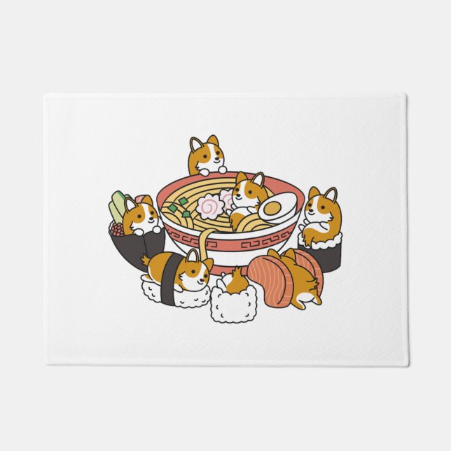 Corgi Ramen Sushi Deurmat (Voorkant)