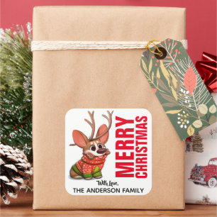 Corgi Reindeer Étiquette de Noël