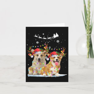 Corgi Reindeer Santa Hat Xmas licht Kerstmis Xma Kaart