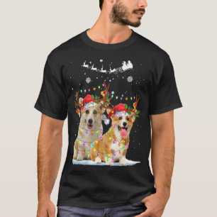 Corgi Rendier Kerstman Hoed Xmas Lichtjes Kerstmis T-shirt