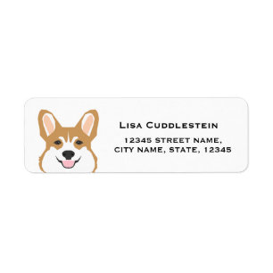 corgi retour address labels - corgi head