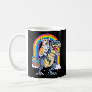 Corgi Riding Dinosaur T Rex Funny Space Galaxy Rai Koffiemok