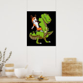 Corgi Riding T-Rex Dinosaur Funny Dog Poster (Keuken)