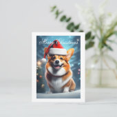 Corgi Santa Kerstmis Feestdagenkaart (Staand voorkant)