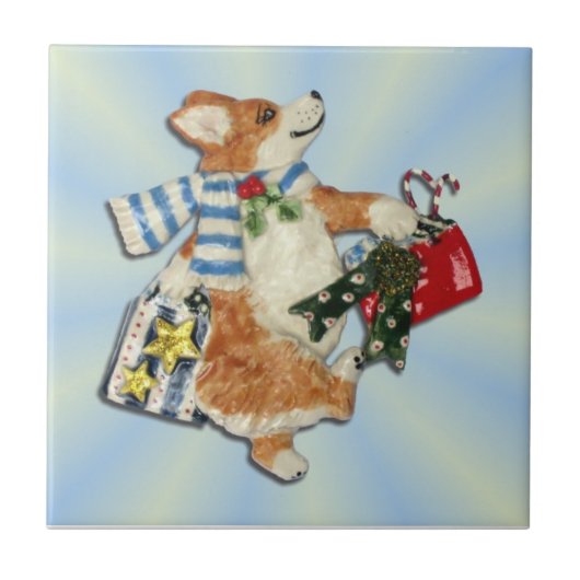 Corgi Shopper Tile Tegeltje (Voorkant)
