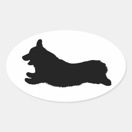 Corgi Silhouette - Hardlopen Ovale Sticker (Voorkant)