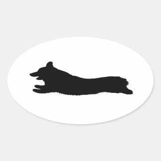 Corgi Silhouette - Hardlopen Ovale Sticker