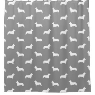 Corgi Silhouettes Pattern Gray Douchegordijn