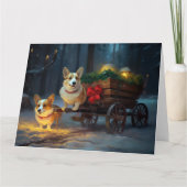 Corgi Sneeuw Slede Kerst Decoratie Kaart (Voorkant)