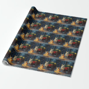 Corgi Sneeuw slee Kerstmis decoratie Cadeaupapier