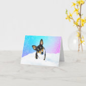 Corgi Snow Globe Kaart (Gele Bloem)