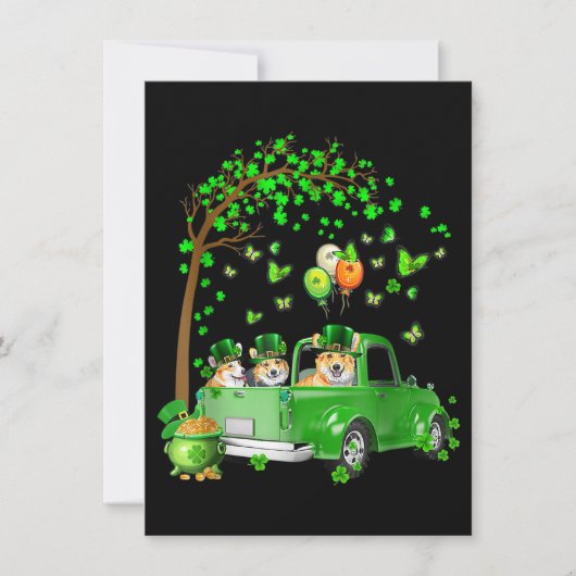 Corgi St Patricks Day Green Truck onder de boom Kaart (Voorkant)