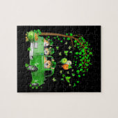 Corgi St Patricks Day Green Truck onder de boom Legpuzzel (Horizontaal)