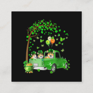 Corgi St Patricks Day Green Truck onder de boom Vierkante Visitekaartje